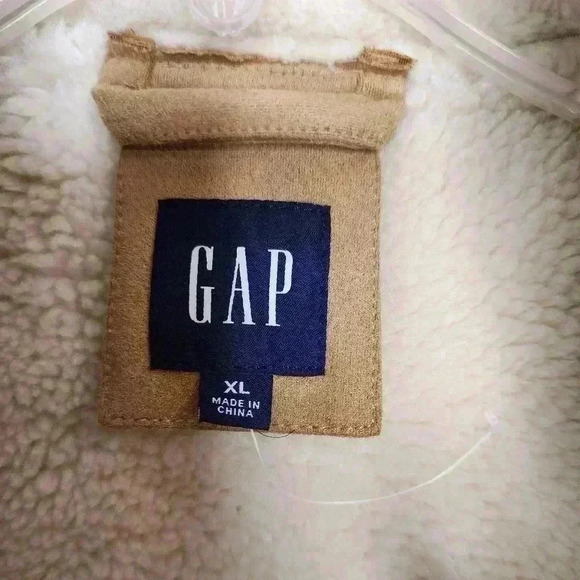 GAP Vegan Suede Sherpa Trim Jacket Brannan Brown - Women's Size XL NWOT - Picture 4 of 5